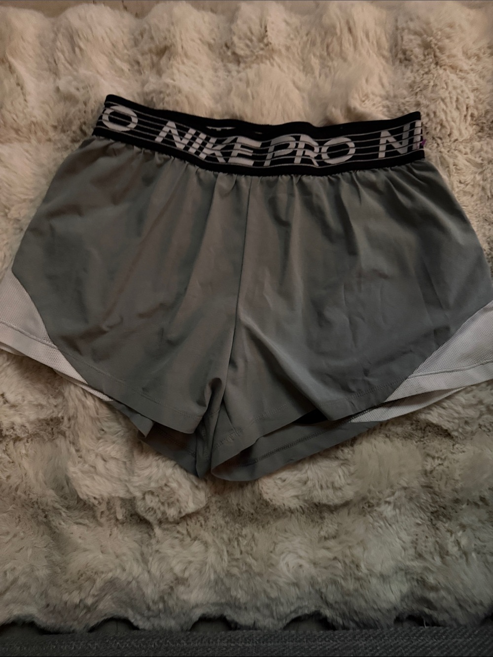 Nike Pro Women's Athletic Shorts - Gray with Black Waistband